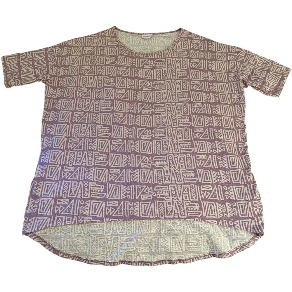 LuLaRoe Irma Aztec Print Knit High-Low Tunic With Fitted Mid-Length Slee…